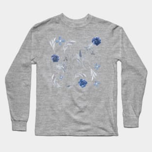 Floral pattern with blue flowers Long Sleeve T-Shirt